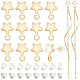 BENECREAT 18 PCS Brass 18k Gold Plated Brass Star Earrings KK-BC0011-14-1