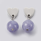 Boucles d'oreilles en perles naturelles aigue-marine EJEW-JE02893-04-1