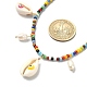 Collier de bavoirs en coquille naturelle mauvais œil et perles avec chaînes de perles de graines de verre NJEW-TA00104-3