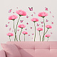 Superdant fiori rosa adesivi murali acquerello floreale adesivi in vinile farfalla decalcomanie decorazione di arte per soggiorno fiore fai da te arte per la camera da letto camera delle ragazze scuola materna camera dei bambini DIY-WH0228-656-3