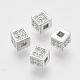 Perles de zircone cubique micro pave en Laiton KK-T048-039P-NF-1