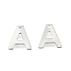304ステンレス製のアルファベットのチャーム  a～zの文字  ステンレス鋼色  11~12x5.5~11x0.5~0.8mm  穴：1mm  26個/セット X-STAS-O073-01-2
