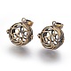 Filigree Round with Flower Brass Harmony Cage Pendants KK-N0093-05AB-RS-3