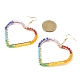 Brass Heart with Glass Beaded Dangle Earrings EJEW-JE05337-3