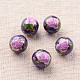 Flower Picture Printed Glass Round Beads GLAA-J088-10mm-B-2