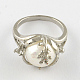 Perla naturale perla collana e bracciali e anelli set con i risultati in ottone tono platino SJEW-R045-02-11