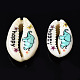 Printed Natural Cowrie Shell Beads SSHEL-N032-29-2