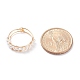 シェルパール編組指輪  女性のための真鍮ワイヤーラップジェムストーンジュエリー  usサイズ9（18.9mm） RJEW-TA00024-03-4