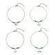 304 bracelet de cheville à breloque forme mixte en acier inoxydable avec perles rondes en jade blanc naturel pour femme AJEW-AN00498-1