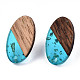 Accessoires de boucles d'oreilles en résine transparente et bois de noyer MAK-N032-005A-F01-2