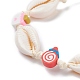 Bracelet de perles tressées en coquillage cauri naturel BJEW-JB07400-03-4