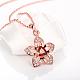 Real Rose Gold Plated Brass Cubic Zirconia Hollow Flower Pendant Necklaces NJEW-BB04928-RG-3