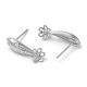 Rhodium Plated Flower 925 Sterling Silver Micro Pave Cubic Zirconia Stud Earring Findings STER-P056-12P-2