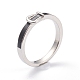 真鍮エナメル指輪  ブラック  プラチナ  usサイズ7（17.3mm） RJEW-O042-04P-B-3