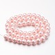 Umweltfreundliche runde Perlenstränge aus gefärbtem Glasperlen HY-A002-10mm-WH007-3