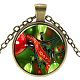 (vente de bijoux fêtes d'usine) colliers pendentifs en verre thème de noël NJEW-J056-B958-AB-1