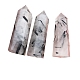 ポイントタワー天然トルマリンクォーツホームディスプレイ装飾  癒しの石の杖  レイキチャクラ瞑想療法の装飾用  六角プリズム  80~100mm PW-WG71006-04-4