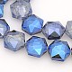 Hexagonale electroplate pleine arc plaqué perles de verre brins EGLA-P015-M-3