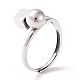 Cube & Round Beads 925 Sterling Silver Adjustable Ring for Women STER-G032-10AS-3