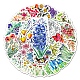 50 pièces styles mélangés motif de fleurs autocollants en plastique pvc imperméables X-STIC-PW0001-367-1