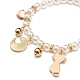 ABS Plastic Imitation Pearl Beaded Stretch Bracelet with Alloy Enamel Charms for Kids BJEW-JB08524-02-5