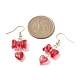 Boucles d'oreilles pendantes en verre avec nœud papillon et cœur EJEW-JE05647-3