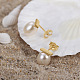 925 Sterling Silver Stud Earrings with Pearl Beaded EJEW-P231-25G-3