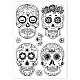 GLOBLELAND Halloween Background Clear Stamps Skull Skeleton Flowers Silicone Clear Stamp Seals for Cards Making DIY Scrapbooking Photo Journal Album Decoration DIY-WH0167-56-911-8