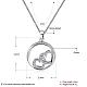Silver Plated Brass Cubic Zirconia Heart To Heart Pendant Necklaces NJEW-BB16172-3