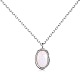 Oval Rhodium Plated 925 Sterling Silver Pendant Necklaces NJEW-P292-04P-1