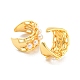 Rack Plating Brass Oval Cuff Earrings with Plastic Pearl EJEW-A028-55G-2