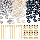 NbeadsDIYジュエリーメイキングファインディングキット  天然真珠のルースビーズを含む  アイアン製9ピン  スペーサービーズラウンド真鍮  ミックスカラー  200個/箱 DIY-NB0009-15-1