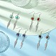 4 paire de boucles d'oreilles pendantes en pierres précieuses naturelles et synthétiques EJEW-TA00346-2