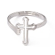 201 anello regolabile a croce scavato in acciaio inossidabile per donna RJEW-K238-06P-1