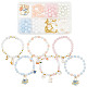 SUNNYCLUE 1 Box DIY 6Pcs Easter Rabbit Charms Enamel Bunny Charms Beaded Bracelets Making Kit Carrot Charm Planet Moon Crescent Charm Round Glass Beads Faceted Bead for Jewelry Making Beading Kits DIY-SC0020-25-1