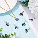 DICOSMETIC 10Pcs Blue Evil Eye Charm Handmade Lampwork Evil Eye Pendants Flat Round Charms with Clasp Gold Enamel Pendants Charms for DIY Bracelets Necklace Jewelry Making STAS-DC0010-37-4
