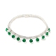 Bracciale con ciondolo con diamanti e zirconi verdi con catene a maglie in ottone placcato a cremagliera BJEW-Q771-03S-1