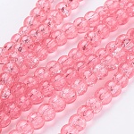 Chapelets de perles en verre craquelé, ronde, Saumon, 4mm, Trou: 1.1~1.3mm, 31.4 pouce