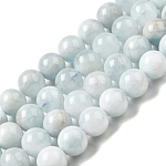 Granos de aguamarina natural hilos, redondo, 10mm, aproximamente 37 pcs / cadena, 15.16 pulgada (38.5 cm)