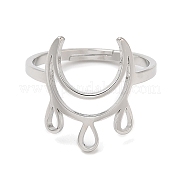 304 Stainless Steel Crescent Moon Adjustable Ring for Women RJEW-M149-11P