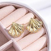 Серьги-гвоздики из латуни с микро-паве из прозрачного кубического циркония для женщин EJEW-C125-27A-G