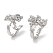 Женские серьги-каффы Bear & Star из латуни с микропаве и цирконием EJEW-E310-18P