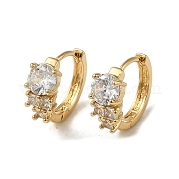 Серьги-кольца из латуни с микропаве из кубического циркония EJEW-L271-22KCG-02