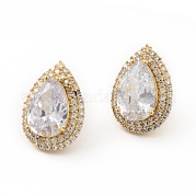 Серьги-капли из прозрачного кубического циркония EJEW-C035-09G