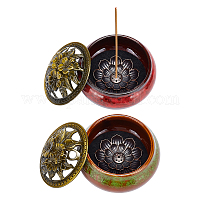 GORGECRAFT 2PCS Candle Cover Topper Lotus Scented Candles Cover Flowers lid  Jar Candles Gold Red Alloy Candle Toppers Jar Shade Sleeves Accessories to