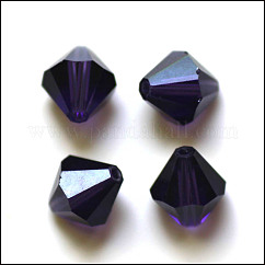 Abalorios de cristal austriaco de imitación, aaa grado, k9 vidrio, facetados, bicono, azul oscuro, 8x8mm, agujero: 0.9~1 mm