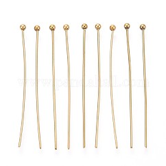 Kopfstifte aus Edelstahl 304, Ionenbeschichtung (ip), echtes 18k vergoldet, 45 mm, Kopf: 2 mm, 100 Stück / Set