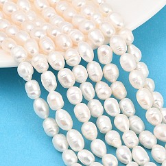 Hebras de perlas de agua dulce cultivadas naturales, arroz, grado 2 un, crema, 6~7mm, agujero: 0.5 mm, aproximamente 40~41 pcs / cadena, 13.31'' (33.8 cm) ~ 13.39'' (34 cm)