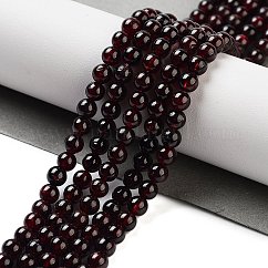 Edelstein Perlen Stränge, natürlicher Granat, Runde, 4 mm, Bohrung: 0.5 mm, ca. 46 Stk. / Strang, 7.5 Zoll