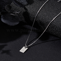 1 collane con ciondolo rettangolare a forma di lettera in acciaio inossidabile&nbsp;NJEW-LP0001-34A-P